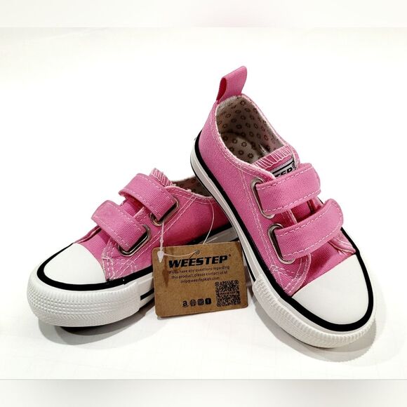 NWT Weestep Toddler Adjustable Velcro Double Strap Pink Canvas Sneakers Shoes, 5 - Picture 2 of 8